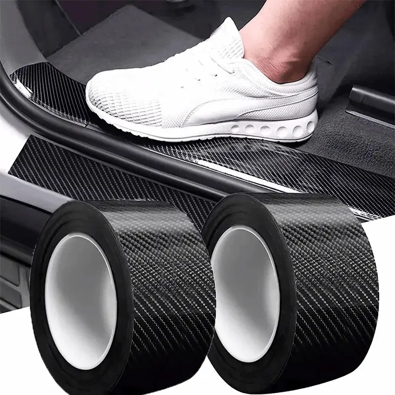 2 Rolls 3D Nano Carbon Fiber Car Door Edge Protector, Car Door Trim Sticker, Waterproof Scratch-Resistant Adhesive Tape, Universal Anti-Collision Film, Car Accessories, Black