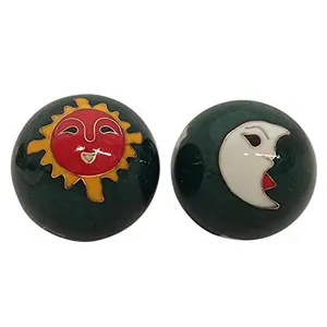 THY ARTS Baoding Balls Chinese Health Massage Exercise Stress Balls - Green Moon & Sun #2