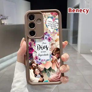 Phone Case Compatible with Galaxy S23 Ultra S24 Plus S25 S22+  Divine Devotion Pattern Shockproof Silicone TPU Bumper Drop Protection Cover Smartphone Casing