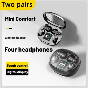 Wireless 4-in-1 earphones with in ear design, noise cancelling wireless earphones with LED digital display, Bluetooth 5.4 gaming earphones, suitable for exercise, work, and sleep