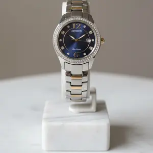 Citizen FE1146-71L Eco-Drive Two-Tone Crystal Diamond Ladies Watch 29mm NEW