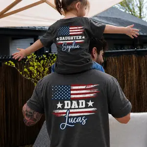 Matching Father Son USA Flag Shirts, Personalized Patriotic Family Tee, 4th of July Outfit, America 250 Gift for Dad