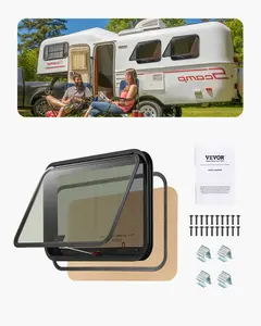【Summervibes】VEVOR RV Exit Window, 36" W x 22" H Tinted RV Window with Net Screen and Trim Ring, Fit for 1 1/4" - 1 13/16" Thickness Wall, RV Window Replacement for Teardrop Cargo Trailer Camper, DOT Approved