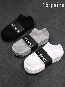 Men's Solid Color Ankle Socks, Plain Casual Simple Comfy Breathable Low Cut Socks, Socks for Men, Socks for Summer, Socks Set, Menswear, Casual Daily Socks Pairs, Breathable Fabric Socks