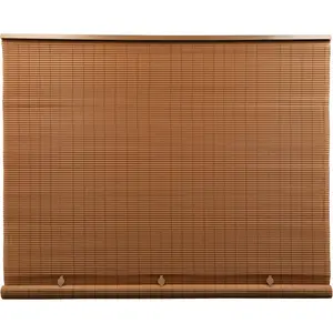 Radiance Cordless Roll-Up Blinds, 48W x 72L Woodgrain Waterproof PVC Shades, Patio Decor Privacy Screen for Porch, Patio Windows, Indoor Outdoor Use