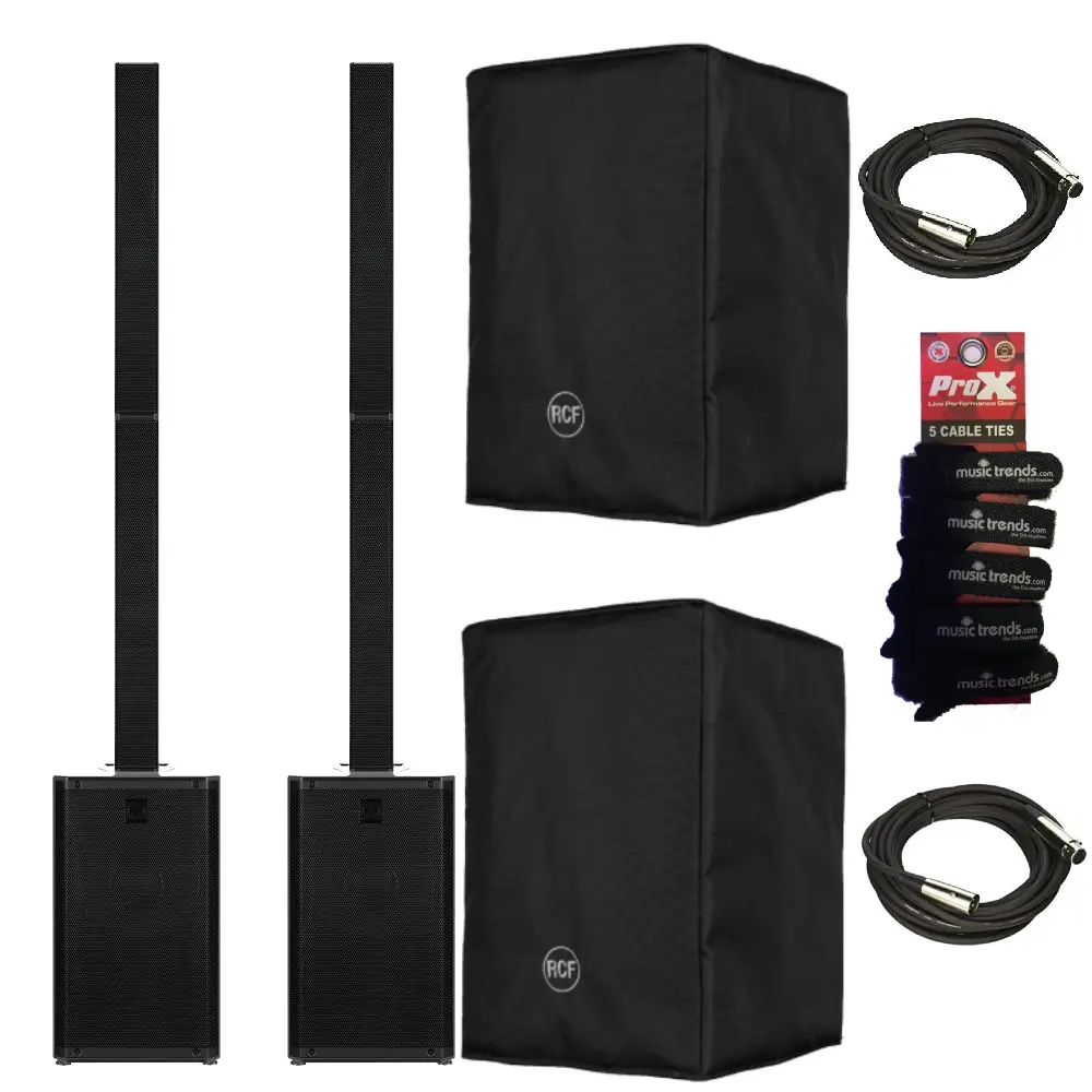 2x RCF EVOX J11 Active 3500w 12" Three-way Column Array + 2x Covers + XLRs