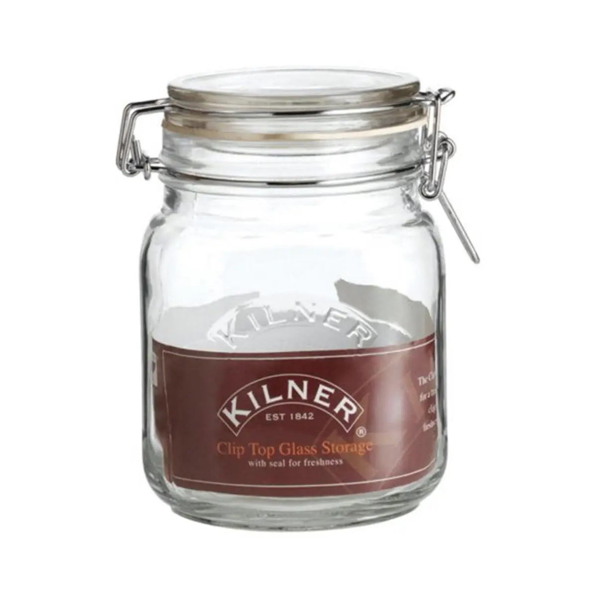 212 MAIN Kilner 0025511 Airtight Wide Mouth Glass Jar Canisters with Airtight Lid, 34 oz Square Clip Top Pet Feeding & Kitchen Dry Goods Storage Containers - Pack of 4