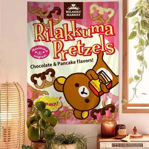 Rilakkuma Japan Anime Cartoon Blanket Ultra Soft Flannel Cozy Warm Bedroom Couch Sofa Wall Tapestry Home Decor Throw Decorative Throw Perfect Birthday Gift Christmas Gift for Kawaii Fans Kids Teens Adults Women Men Relaxing Style