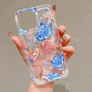 Sea Turtle Pattern Phone Case - 1 Count Anti-Fall Decorative Phone Protector Cover for iPhone 15, 14, 13, 12, 11 Pro, X, XR, XS Max, Mini screen protector phone cases iphone 16 case iphone 15 pro max case iphone 13 case junkphonecase Protection Protective