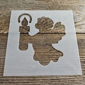 Angel With Candle Stencil Reusable Cookie Decorating Craft Painting Windows Signs Mylar Many Sizes Christmas Winter 5.5"