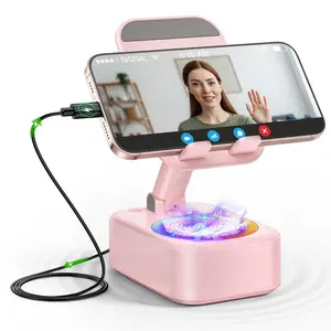 Wireless Bluetooth Speaker with Phone Holder, with Smart Sensing Function, HD Surround Sound, Adjustable and Foldable, 6 Hours Playtime, Compatible with iPhone/iPad/Samsung etc.