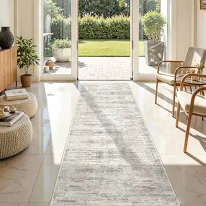 Light Vintage Hallway Rug, Non-Slip Long Strip Carpet, Easy Clean, for Hallway, Living Room, Bedroom