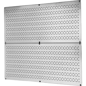 Pegboard Rack Galvanized Horizontal Peg Board Pack - Two 32-Inch x 16-Inch Shiny Metallic WallBoard Tool Organization Panels