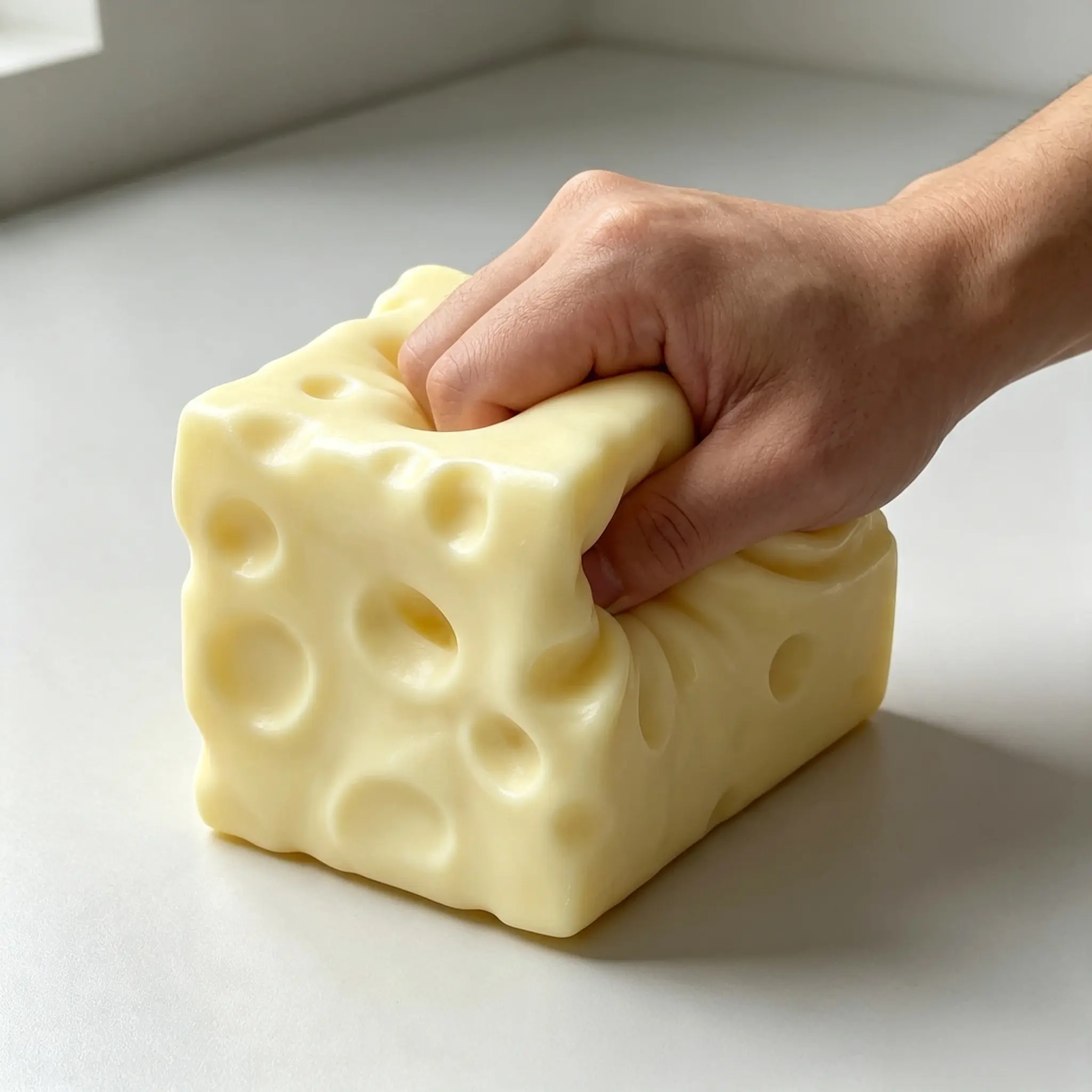 Moldable Cheese Shape Squishy Toy - Slow Rise Non-Rebound Stress Reliever, ASMR Sensory Fidget, Soft Glutinous Texture, Unisex Anxiety Relief Product for 6+ Years, Enhances Relaxation & Focus, Viral TikTok Desk Gift