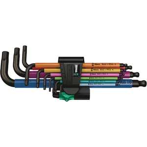 WERA 05073593001 950/9 Hex-Plus Multicolour 1 SB L-key set, metric, BlackLaser