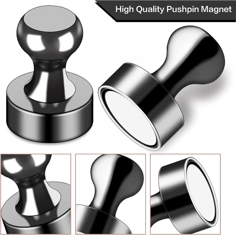 [New Deal]  12Pcs Black Fridge Magnets, Small and Strong Magnets for Whiteboard, Office, Classroom, Map, Kitchen