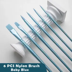 6PCS/Set Nylon Hair smoothly Brush Paint by numbers - Baby Blue