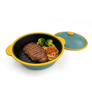 1 Piece New Microwave Oven Baking Tray Set, Includes Rack, Pan, and Food Storage Container, Cooks Beef, Bread, Wings, Bacon, Pasta, Rice, Vegetables