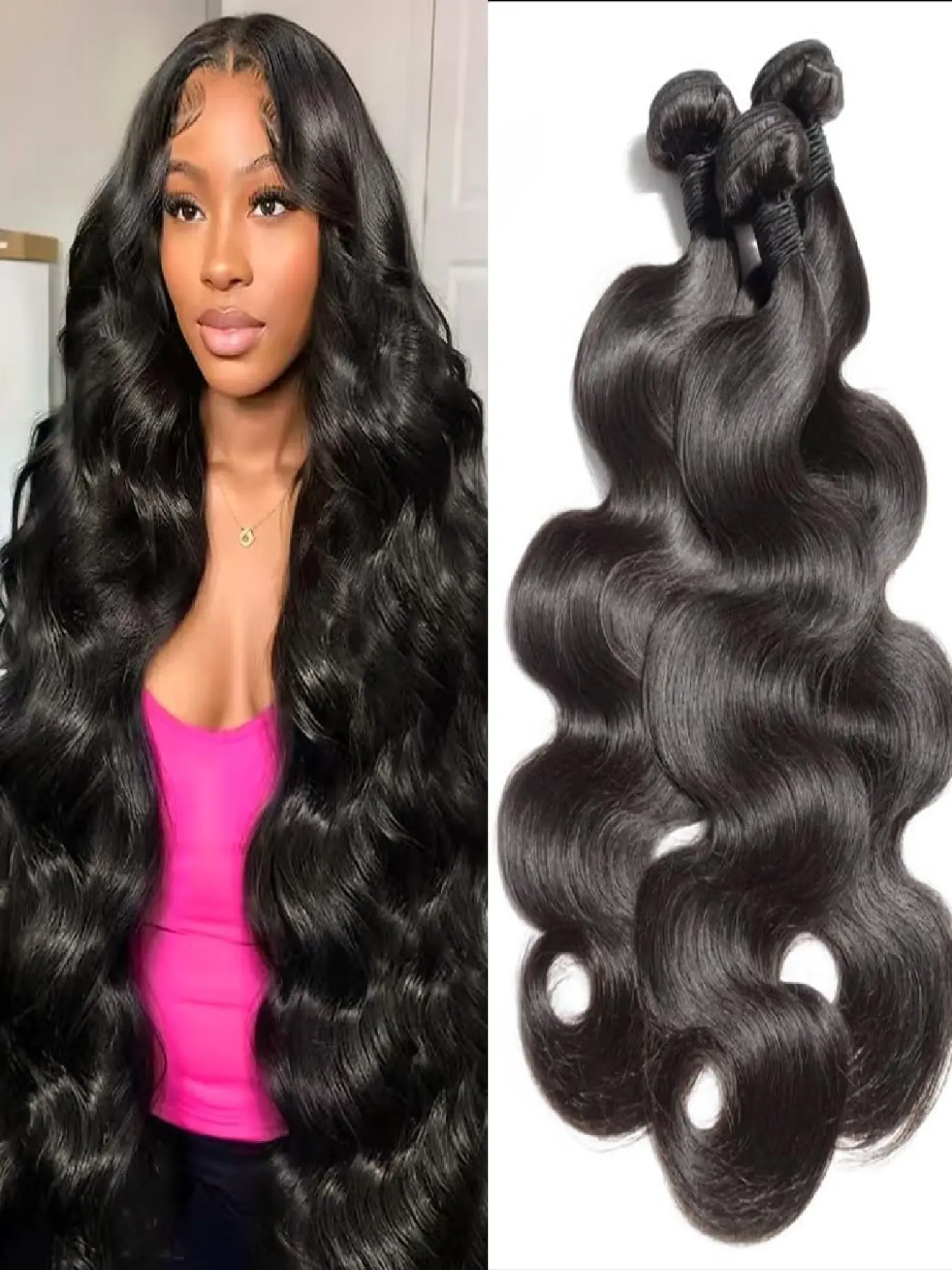 Unprocessed Brazilian Virgin Hair, Water Wave Texture, Natural, 3 Bundles Pack, Real Human Hair Extensions, Natural Wavy Curly, Natural Wavy Hairpieces