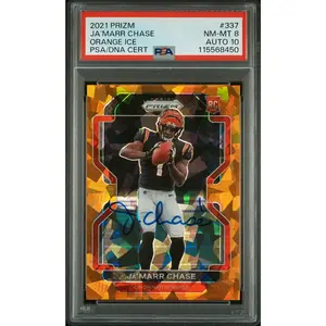 Ja'Marr Chase 2021 Panini Prizm Orange Ice Signed Football Rookie Card #337