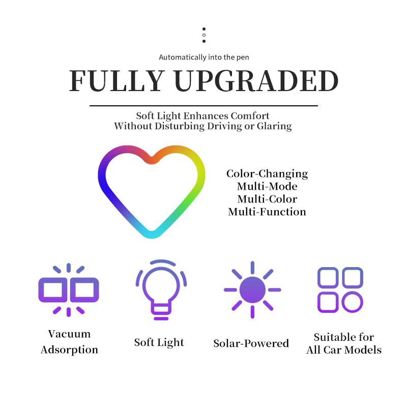 Joytutus Solar Powered LED Heart Shape C-Pillar Neon Light Eco-Friendly Wireless Car Interior Decor 9.57mm x 8.42mm x 15.36mm