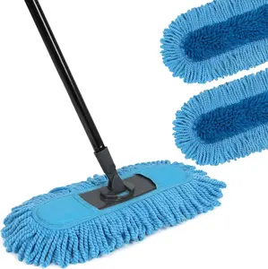 19 Inch Dust Mops for with 2 Mop Refill Pads Duster with 58" Long Handle Microfiber Sweeper for Tile Baseboard