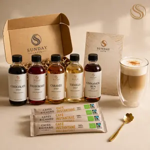 Sunday Latte Kits – Café Style Instant Latte Gift Set (3 Flavors: Monarch, Strawberry Velvet, Cinnamon Bun) – No Machine Needed