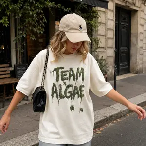 Team Algae Graphic T Shirt, Funny Green Slime Text Tee, Nature Inspired Graphic Shirt, Unisex Cotton Tee, Casual Streetwear Top