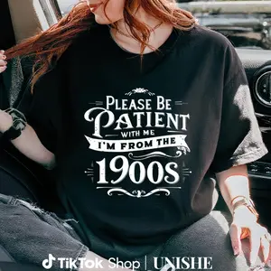 Humorous 1900s Inspired Cotton T-Shirt – Unisex Vintage Style for Women