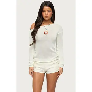 Edikted Women's Violete Off Shoulder Sheer Sweater