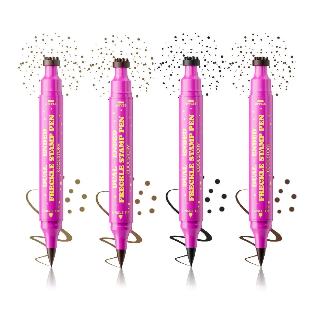 Bomd Beauty Glazed Dual-Ended Freckle Stamp Pen -Precise 15° Curved Tip Makeup Waterproof & SmudgeProof,Waterproof Long-Lasting Freckle Marker for Natural orBold Looks (Brown)