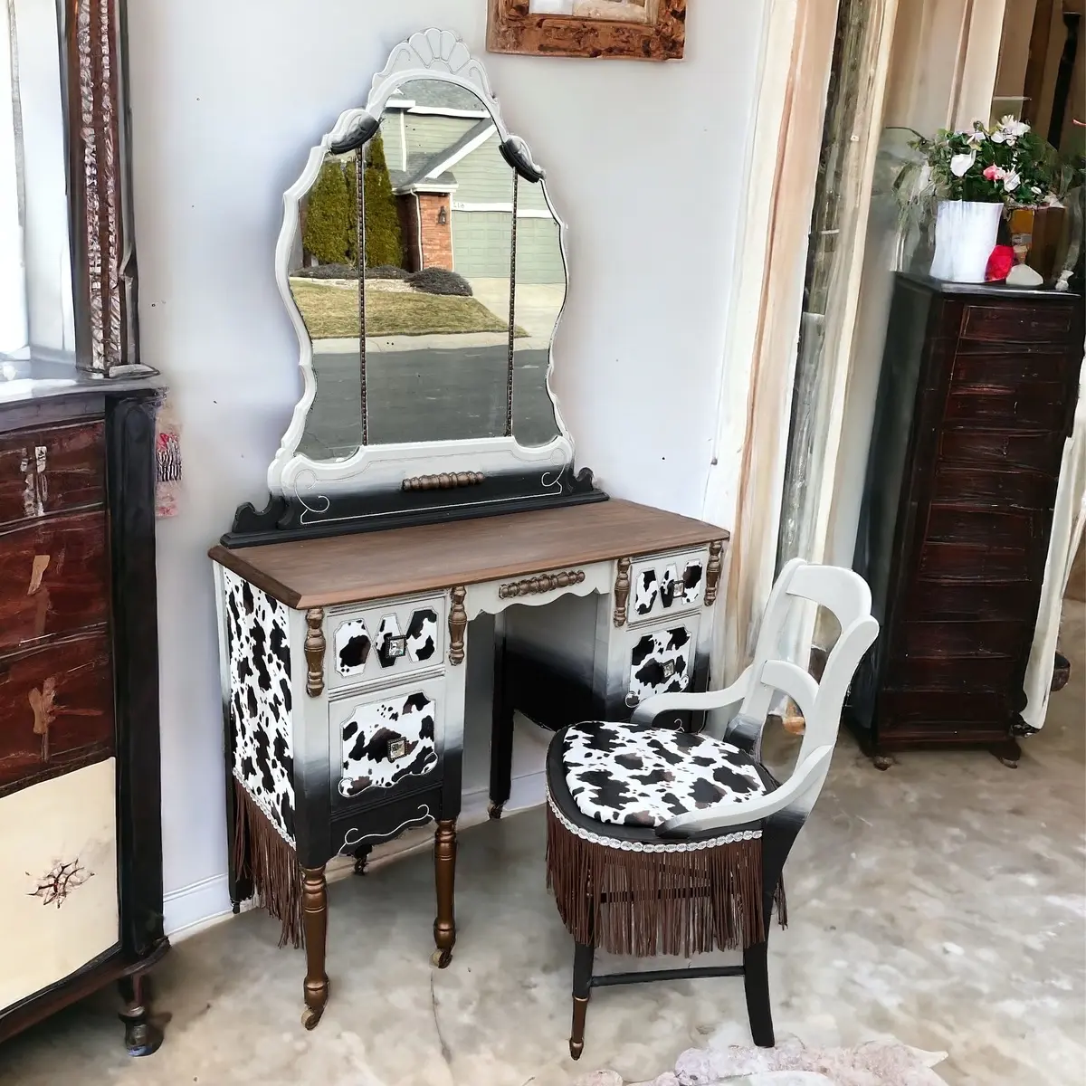 COMMISSION ME!!  The cow vanity is sold but I can recreate a similar look using one of the other vanities I have in stock!