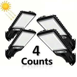 Solar Powered Outdoor Light, Solar Illuminated, 4 Counts Solar Light with Remote Control, LED Security Light, Outdoor Light for Garden, Garage, Yard, Outdoor Wall Mounted, Solar Lights Outdoor
