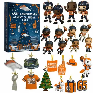 2D Acrylic 24 Day Advent Calendar 2025 Blind Box, Denver Pro Football Spirit Countdown Box, Orange & Blue Football Fan Inspired Holiday Countdown Gift Box with Festive Surprises