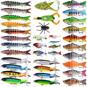 Artificial Lures Kit Mixed Including Minnow Surface Popper Crank Baits Pencil with Hook and Soft Lures Accessories for Saltwater Freshwater Trout Bass Tackle Gift Set