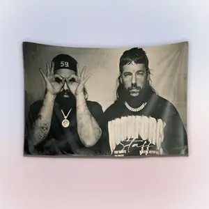 Uicideboy Ruby & Scrim Tapestry, Underground Rap Duo Wall Hanging Decor, Dark Aesthetic Music Art Banner, Bedroom Studio Wall Art, Gift for Fans
