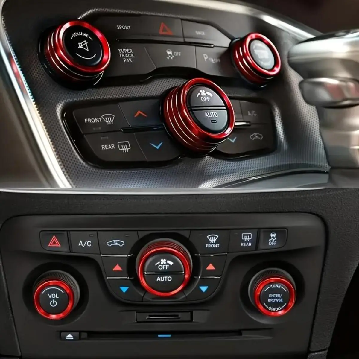 Dodge Challenger 3-Piece Seamless Fit Metal Trim Car Interior Decorative Stickers, Sporty Red Adhesive Car Interior Decal, Aesthetic Automotive Decoration Auto Accessories