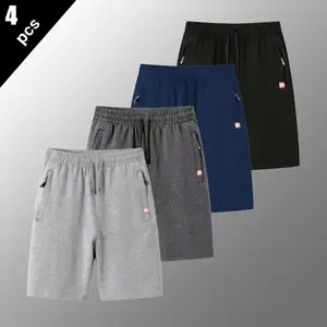 2 4 Piece men's casual sports shorts with zip pockets and drawstring belts are soft, light and breathable for summer running, dating and everyday wear