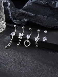 Women's Belly Ring Set, Butterfly Heart Floral Design, Copper Material, Party Jewelry Accessories, Perfect for Beach Vacation & Weddings