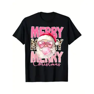 Funky Retro Santa Christmas Bubble Gum T-Shirt
