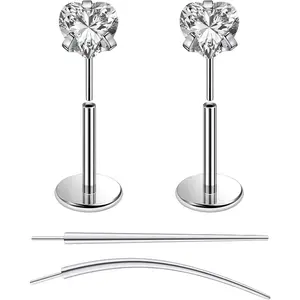 F136 Titanium 20/18/16G Threadless Flat  Stud Earrings Nose Rings Lip Labret Medusa Monroe   with Taper for Women Men