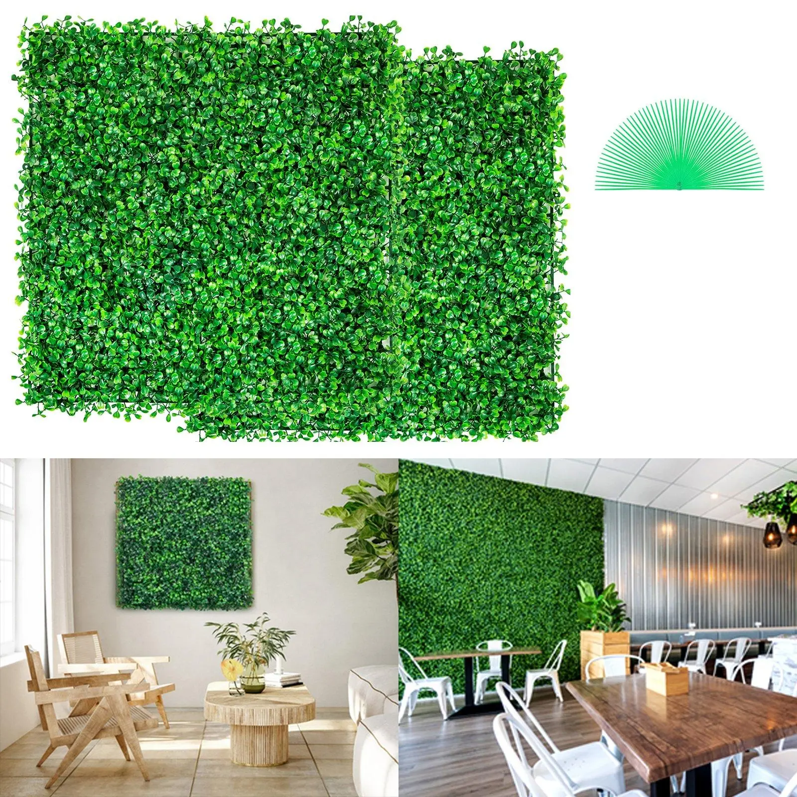 12 PCS 10x10 Inch Artificial Boxwood Hedge Wall Panels, UV Protected Fake Grass Backdrop Wall, SGS Certified Eco-Friendly PE Privacy Hedge Screen, Inverted Triangle Rivet Reinforced 81-Grid Panels, Interlocking DIY Green Wall for Indoor Outdoor