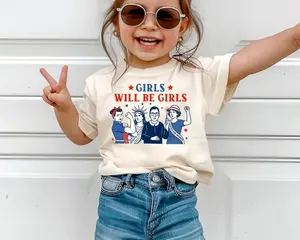 Youth and adult Girls Will Be Girls Toddler Shirt, Patriotic Kids Shirt, Independence Day Tee, Feminist 4th of July Shirt, American Girl Tee, USA Flag Shirt