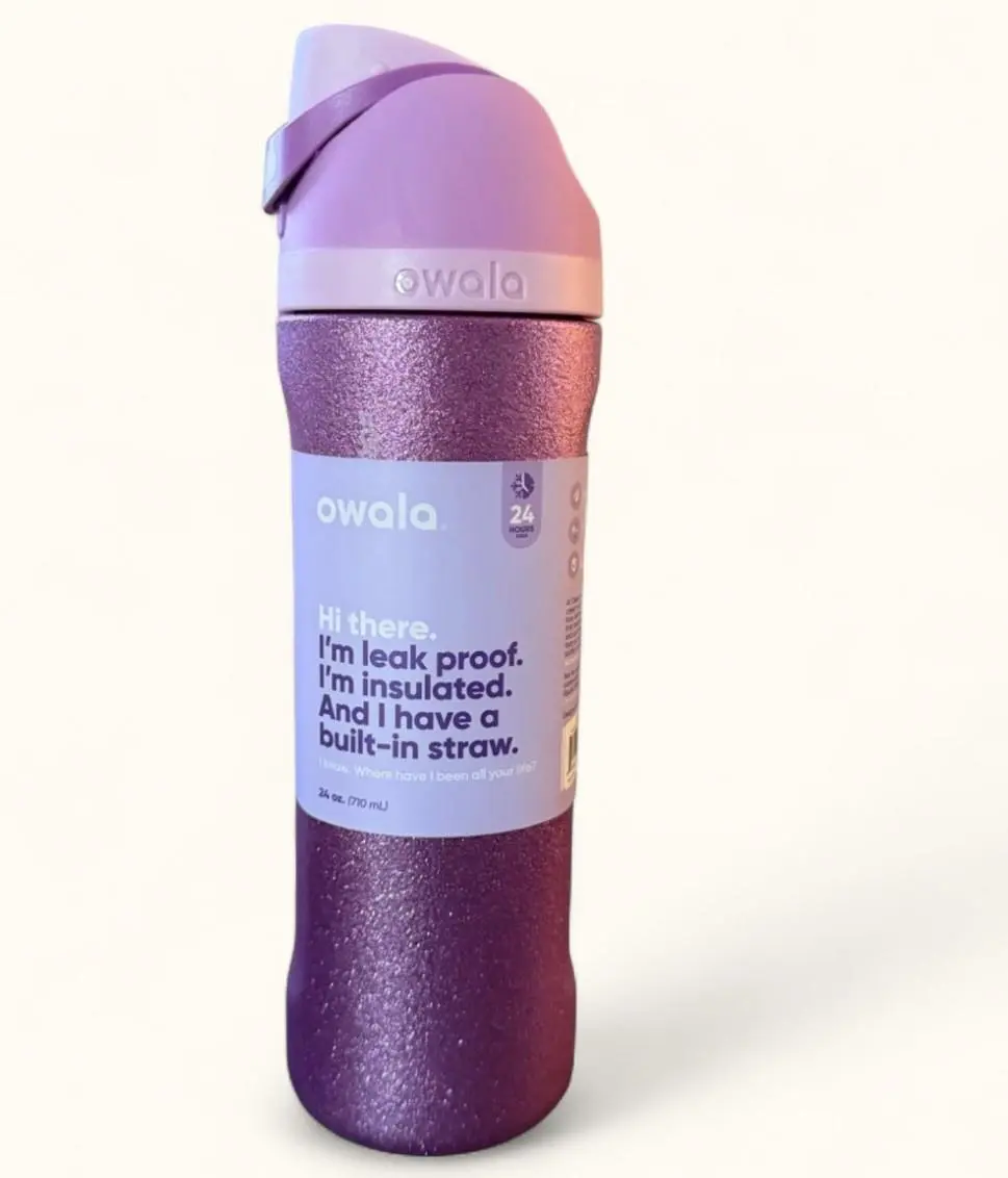 NEW  Owala One Sip 24oz Fancy Purple Glitter Water Bottle Quick Ship