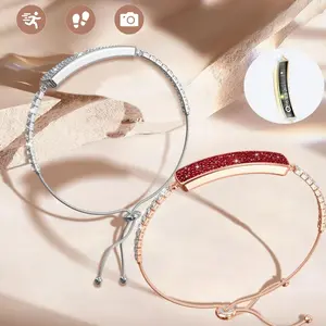 Luxury-inspired Smart Bracelet with Colorful Diamonds Women's Diamond Sports Bracelet Stylish Screenless Smart Band 5ATM Water Resistance Camera Control Activity Tracking The Perfect Gift for Her Christmas Gift
