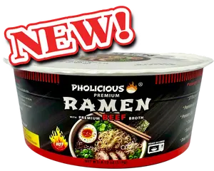 Spicy BEEF Premium Ramen, Instant, PhoLicious Brand, 4 Pack / 4.19 Ounce Bowls, Fresh Ingredients