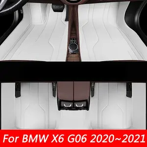 LHD PU Leather Car Floor Mats For BMW X6 G06 2020~2021 Carpets Rug Foot Pads interior Accessories detachable specialized leather mats, waterproof and thickened easy-to-clean mats, dirt-proof protection for car interior items, not for sale in the UK