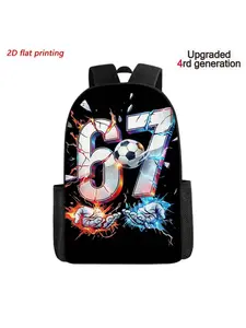 2D Printed Pattern, 67 Digital Print Fourth-generation Upgraded Version, Unisex, Simple Collegiate Style with a Trendy Fashion Design for Daily Commuting, Practical Backpack with Adjustable Shoulder Straps, European and American Style Casual Niche