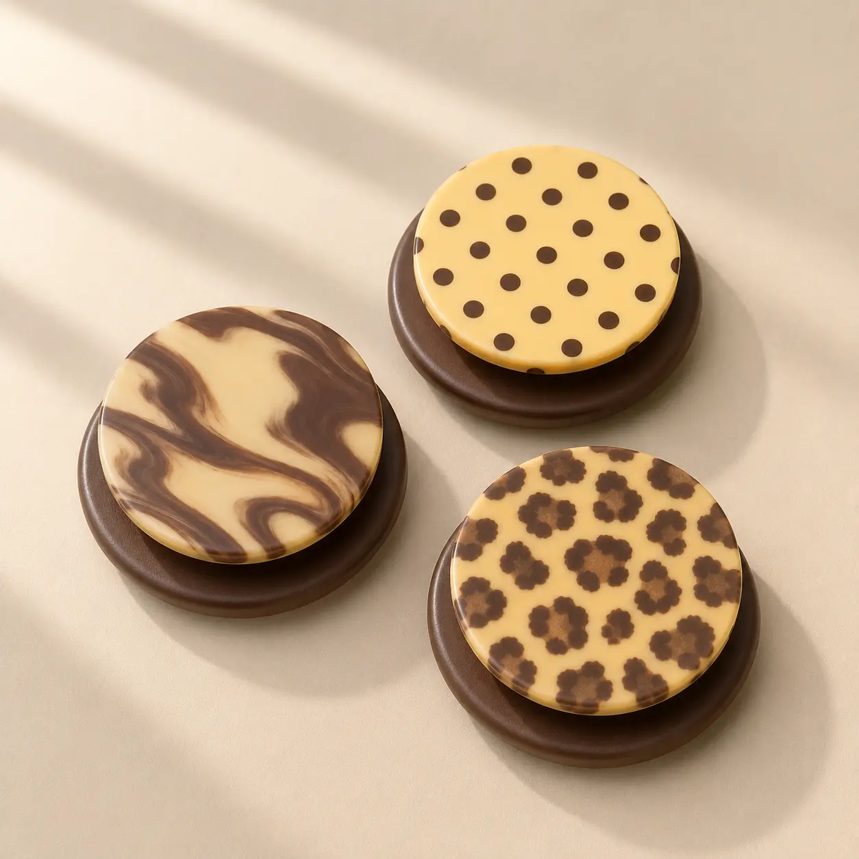 Aesthetic Butter Yellow Brown Phone Grip - Minimalist Marble, Polka Dot & Leopard Prints Expanding Phone Stand & Holder - Trendy Phone Accessories