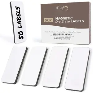 Availey 50 count (3.2 x 1.2") - White  Dry Erase Labels -  Strips for Classroom  Office Garage Refrigerator Blank Writable Erasable Cards Name Tags Students Locker Shelf